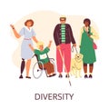 Different happy disabled people flat style, vector illustration