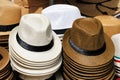 different hats for sale, on market Royalty Free Stock Photo