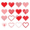 Different hearts icons set love passion valentines
