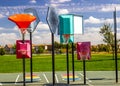 Different Height Playground Basketball Hoops Royalty Free Stock Photo