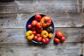 Organic mediterranean cuisine and healthy gardening, still-life, above view