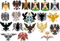 Different heraldic eagles on white