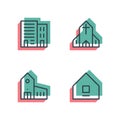 Different house, buildings icon set. Anaglyph 3d. Royalty Free Stock Photo