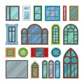 Different house windows vector elements