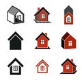 Different houses icons for use in graphic design, set Royalty Free Stock Photo