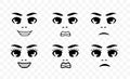 Different human emotions on their cartoon face, graphic design