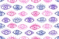 Different human eyes colorful seamless pattern.