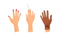 Different Human Right and Left Hands with Palm Raised Up Vector Set