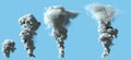 4 different images of dense bright smoke column as from volcano or big industrial explosion - pollution concept, industrial 3d