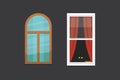 Different interior windows of various forms vector illustration