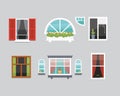 Different interior windows of various forms vector illustration.