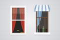 Different interior windows of various forms vector illustration
