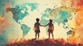 Different international multicultural children standing together.Generative AI Royalty Free Stock Photo
