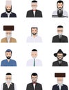 Different jewish old and young men characters avatars icons set in flat style on white background. Differences