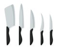 Different kind of knives for chefs, knife icon for butcher shop. Set of butcher meat knives for design butcher themes Royalty Free Stock Photo