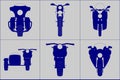 Different kind motorcycle front view vector illustration icon set