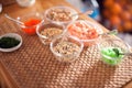 Different kind of seasame seeds and sauces fof sushi Royalty Free Stock Photo