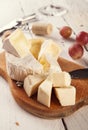 Different kinde od cheese on cuting board