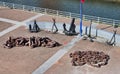 Different kinds of anchors and ship chains in the Bilbao Maritime Museum