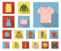 Different kinds of clothes flat icons in set collection for design. Clothes and style vector symbol stock web
