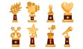 Different Kinds Of Cups And Trophies Vector Illustrations Set