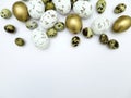 Different kinds of Easter eggs on a white background Royalty Free Stock Photo