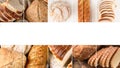 Different kinds of fresh bread collage. Food