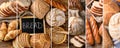 Different kinds of fresh bread collage. Food Royalty Free Stock Photo