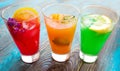 Different kinds of fresh lemonades