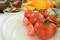 Colorful fruits and vegetables background. Group of different fruit . Royalty Free Stock Photo