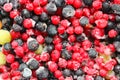 Different kinds of frozen berries, background, close-up. Royalty Free Stock Photo