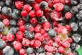 Different kinds of frozen berries, background, close-up. Royalty Free Stock Photo