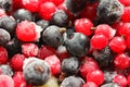 Different kinds of frozen berries, background, close-up. Royalty Free Stock Photo