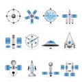 Different kinds of future spacecraft icons Royalty Free Stock Photo