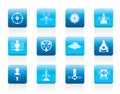 Different kinds of future spacecraft icons Royalty Free Stock Photo
