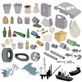 Different kinds of garbage isolated