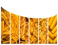 Different kinds of italian pasta. Food collage Royalty Free Stock Photo