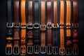 Different kinds of leather belts isolated for a fashion accessories theme