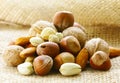 Different kinds of nuts (almonds, walnuts, hazelnuts) Royalty Free Stock Photo