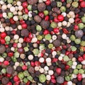 Different kinds of pepper as spice background Royalty Free Stock Photo