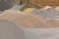 Different kinds of stone on a gravel quarry. Construction Royalty Free Stock Photo