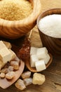 Different kinds of sugar - brown, white, refined sugar