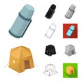 Different kinds of tents cartoon,black,flat,monochrome,outline icons in set collection for design. Temporary shelter and Royalty Free Stock Photo