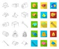 Different kinds of tents outline,flat icons in set collection for design. Temporary shelter and housing vector symbol Royalty Free Stock Photo