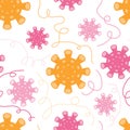 Different kinds of virus infection and bacteria seamless pattern. Medical background with coronavirus. Biology organisms Royalty Free Stock Photo