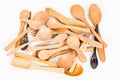 Different kitchen wooden utensils cutlery Royalty Free Stock Photo