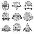 Different labels set for pizza restaurant. Classical italian food