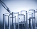 Different laboratory beakers and glassware. Royalty Free Stock Photo