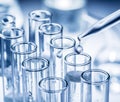 Different laboratory beakers and glassware. Royalty Free Stock Photo