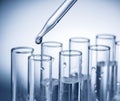 Different laboratory beakers and glassware Royalty Free Stock Photo